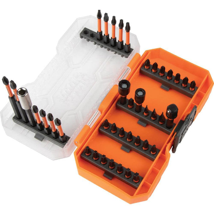 Klein Tools 33801 Impact Driver Bit Set with Magnetic Nut Drivers, ProFlex S2 Steel Phillips, Slotted, Square, TORX Bits with Case, MODBox Compatible, 40-Piece