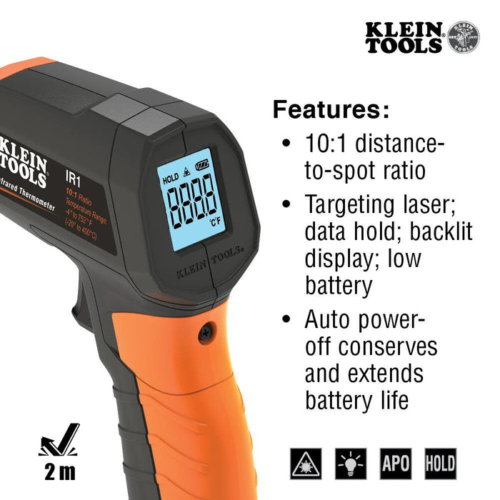 Klein Tools IR1KIT Infrared Thermometer and GFCI Receptacle Tester Kit, Non-Contact Digital Temperature Measurement and Electrical Tester