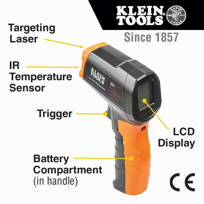 Klein Tools IR1 Infrared Thermometer, Digital Laser Gun is Non-Contact Thermometer with a Temperature Range -4 to 752-Degree Fahrenheit