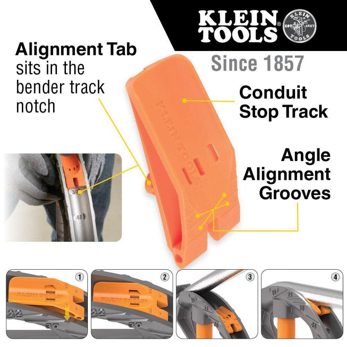 Klein Tools 51605 Iron Conduit Bender Full Assembly, 1-Inch EMT and 3/4-Inch Rigid, Wide Foot Pedal, Benchmark Symbols and Angle Setter