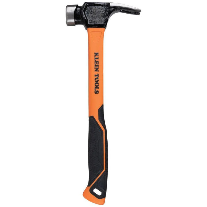 Klein Tools 832-26 Lineman's 26-Ounce Claw Milled Hammer, Fiberglass Handle, Heavy Duty for Utility Poles, Milled Face, High Visibility Orange