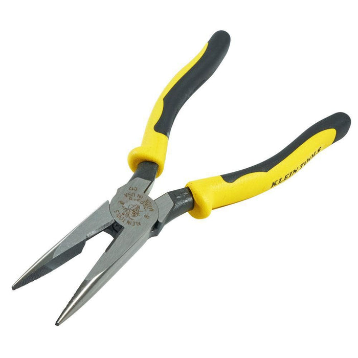 Klein Tools J203-8 8-Inch Needle Nose Pliers, Heavy Duty Cutting, Extended Handles, High Leverage, Induction Hardened with Hot-Riveted Joint