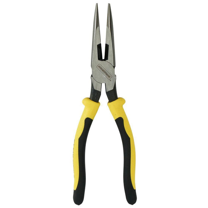 Klein Tools J203-8 8-Inch Needle Nose Pliers, Heavy Duty Cutting, Extended Handles, High Leverage, Induction Hardened with Hot-Riveted Joint