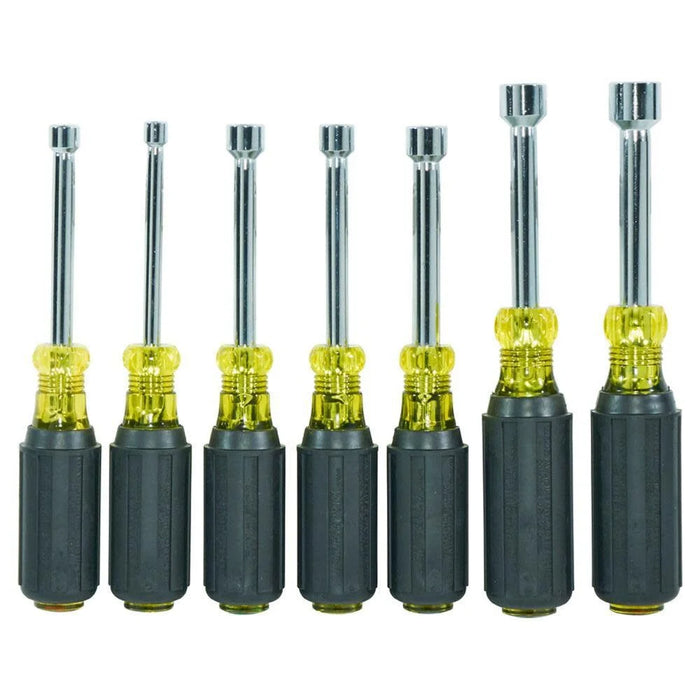 Klein Tools 631M Tool Set, Made in USA, Magnetic Nut Drivers Sizes 3/16, 1/4, 5/16, 11/32, 3/8, 7/16 and 1/2-Inch on 3-Inch Full Hollow Shaft, 7-Piece