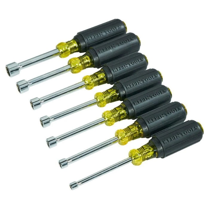 Klein Tools 631M Tool Set, Made in USA, Magnetic Nut Drivers Sizes 3/16, 1/4, 5/16, 11/32, 3/8, 7/16 and 1/2-Inch on 3-Inch Full Hollow Shaft, 7-Piece