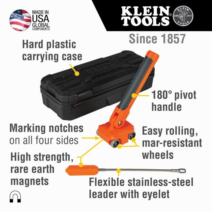 Klein Tools 50611 Magnetic Wire Puller, Pulls Electrical Wire Behind Walls/Tight Spaces, Stainless-Steel Leader, Cable Pulling, Rare Magnet