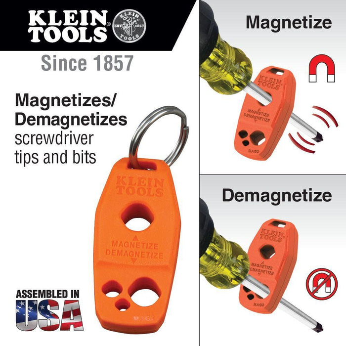 Klein Tools MAG2 Demagnetizer / Magnetizer for Screwdriver Bits and Tips, Makes Tools Magnetic with Powerful Rare-Earth Magnet