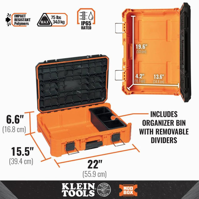 Klein Tools 54804MB MODbox Small Tool Box, Modular Tool Storage System, Side Mounting, Removable Organizer Bin