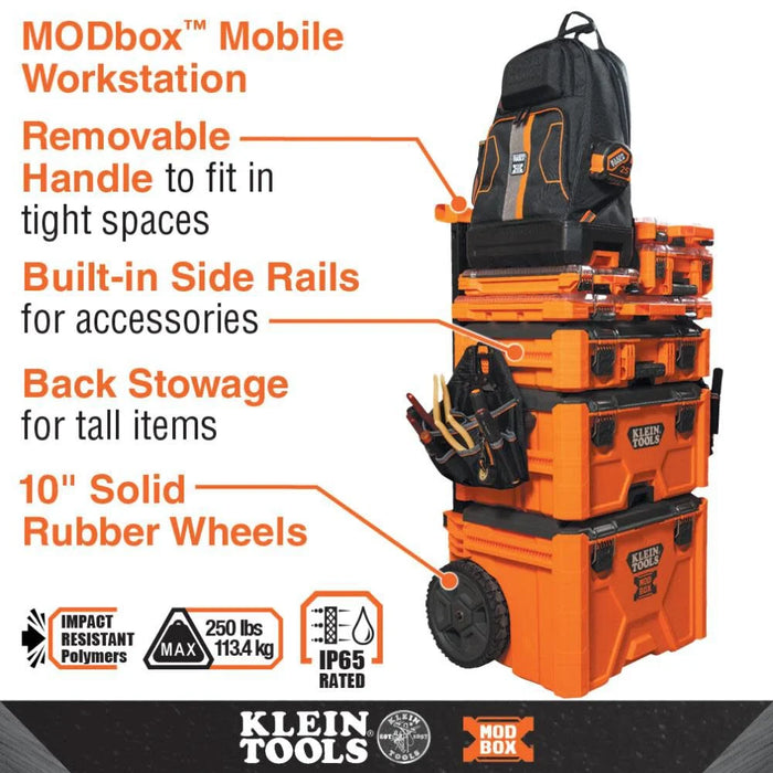 Klein Tools 54812MB MODBox Compact Storage Box, Parts Organizer, Toolbox Connects to MODBox Modular System, Backpack, Tote and Tool Bag