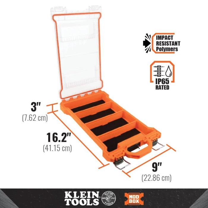 Klein Tools 54812MB MODBox Compact Storage Box, Parts Organizer, Toolbox Connects to MODBox Modular System, Backpack, Tote and Tool Bag