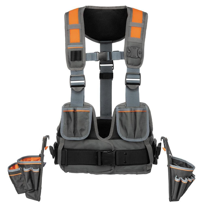 Klein Tools 55829MB Tool Vest with Tool Pouches, Fully Adjustable, Padded Support for Electricians, Carpenters, Construction