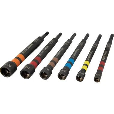 Klein Tools 32950 Hollow Magnetic Color-Coded Ratcheting Power Nut Drivers, 7-Piece