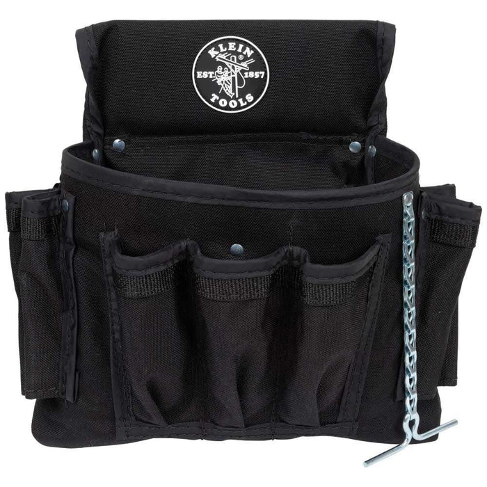 Klein Tools 5719 Tool Pouch, PowerLine Series Utility Pouch Fits Tool Belts up to 2.5-Inch, Strong Rivet Reinforced Stitching, 18-Pocket