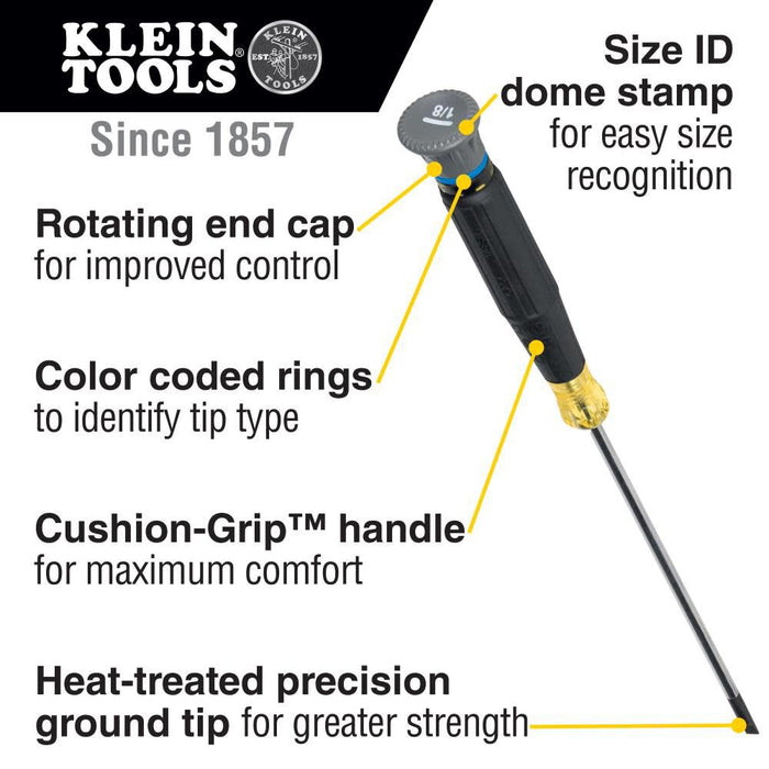 Klein Tools 85615 Mini Precision Screwdriver Set, 4-Piece Phillips and Slotted Set, Ideal for Electronics, Small Appliances, Terminal Blocks