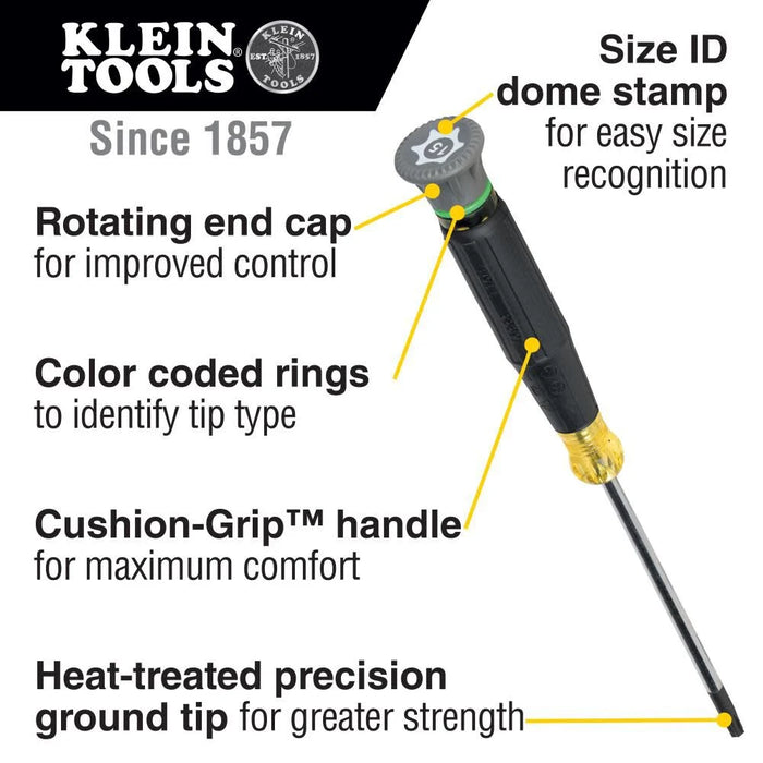 Klein Tools 85617 Mini Precision Screwdriver Set, Slotted, Phillips, TORX, Cushion-Grip Handles, Ideal for Terminal Blocks, Electronics