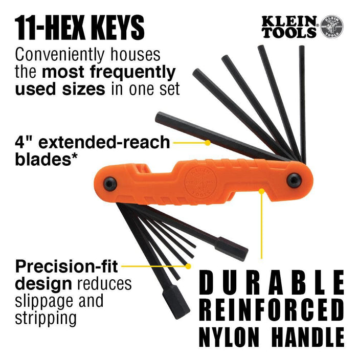 Klein Tools 70552 Pro Folding Hex Key Set, 21-Key SAE and Metric Hex Key Set with High-Leverage Blades, 2-Pack