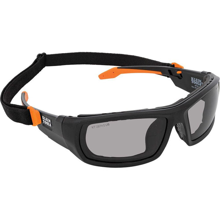 Klein Tools 60471 Safety Glasses, ANSI Z87.1+ Pro Full Frame Gasket Safety Glasses, Gray Lens, UV Protection, Anti-Fog, Scratch Resistant