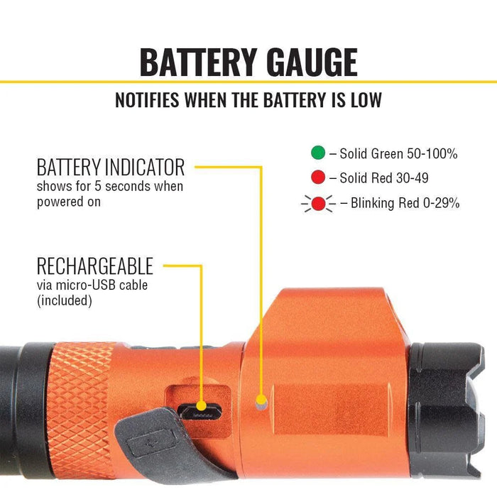 Klein Tools 56040 Magnetic LED Flashlight, 350 Lumen Rechargeable Flashlight, Twist Focus, Laser Pointer, Hands-Free, USB Charging Cable, for Work and Outdoor