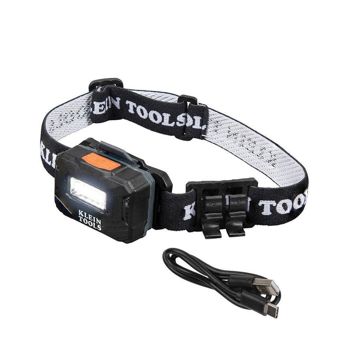 Klein Tools 56049 Rechargeable Headlamp / LED Lights, Adjustable Fabric Strap with Marker / Pencil Holder, 260 Lumens, for Work and Outdoors