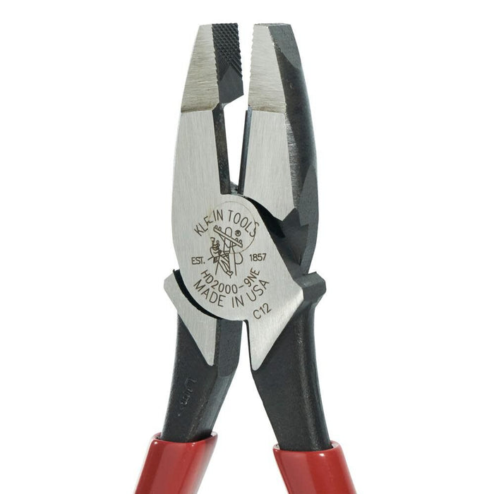 Klein Tools HD2000-9NE Side Cutter Linemans Pliers Cut ACSR, Made in USA, Screws, Nails, Hard Wire, 9-Inch Electrical Pliers