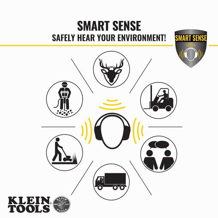 Klein Tools AESEB1S SMART SENSE True Wireless Safety Earbuds with Bluetooth and Situational Awareness, 26dB Hearing Protection, 30-Hr Runtime