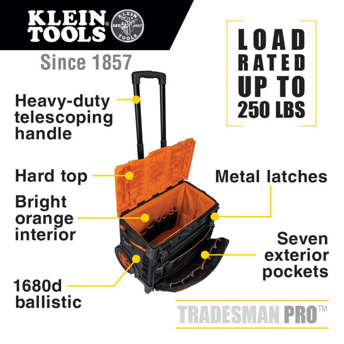 Klein Tools 55473RTB Rolling Tool Bag, Tradesman Pro Tool Master, 250lbs Load Rated