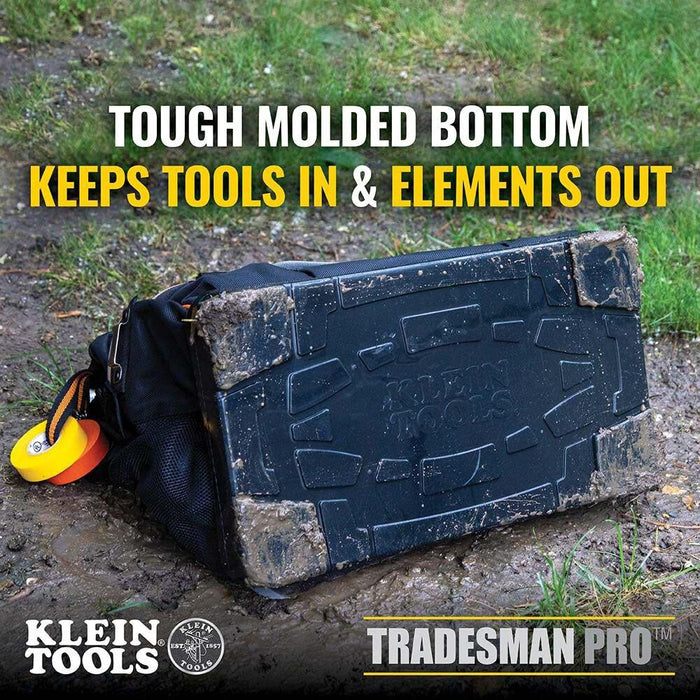 Klein Tools 55469 Tradesman Pro Wide-Open Tool Bag Made of 1680 Ballistic Weave with Molded Bottom and Detachable Shoulder Strap