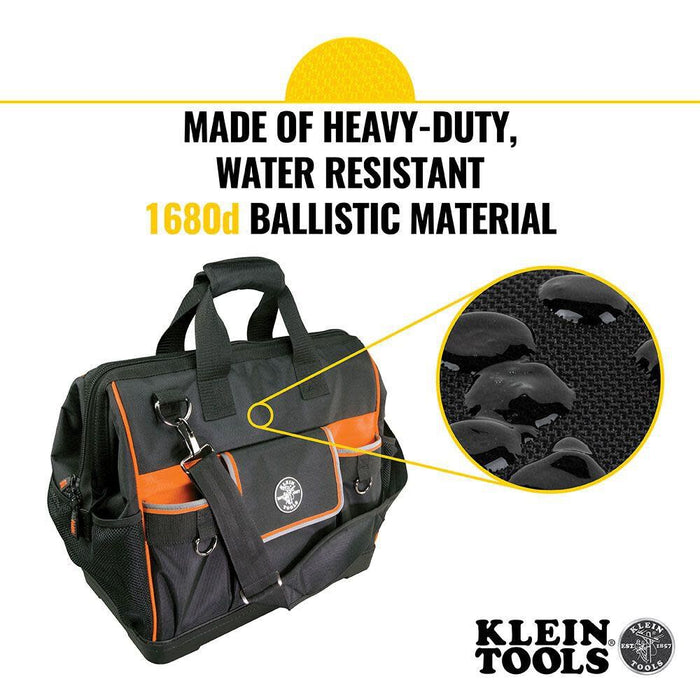 Klein Tools 55469 Tradesman Pro Wide-Open Tool Bag Made of 1680 Ballistic Weave with Molded Bottom and Detachable Shoulder Strap