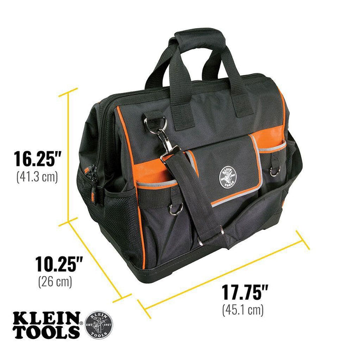 Klein Tools 55469 Tradesman Pro Wide-Open Tool Bag Made of 1680 Ballistic Weave with Molded Bottom and Detachable Shoulder Strap