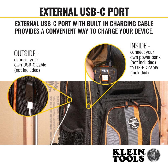 Klein Tools Backpack, Black/Orange