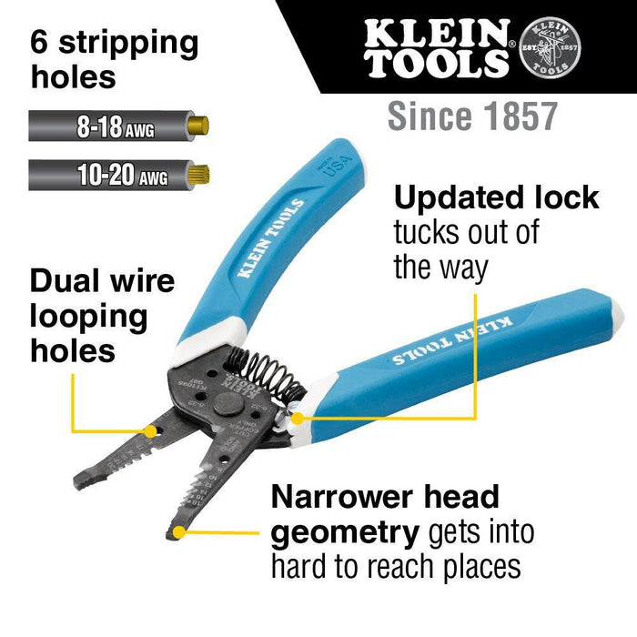 Klein Tools K11095 Klein-Kurve Wire Stripper and Cutter, for 8-18 AWG Solid and 10-20 AWG Stranded Wire