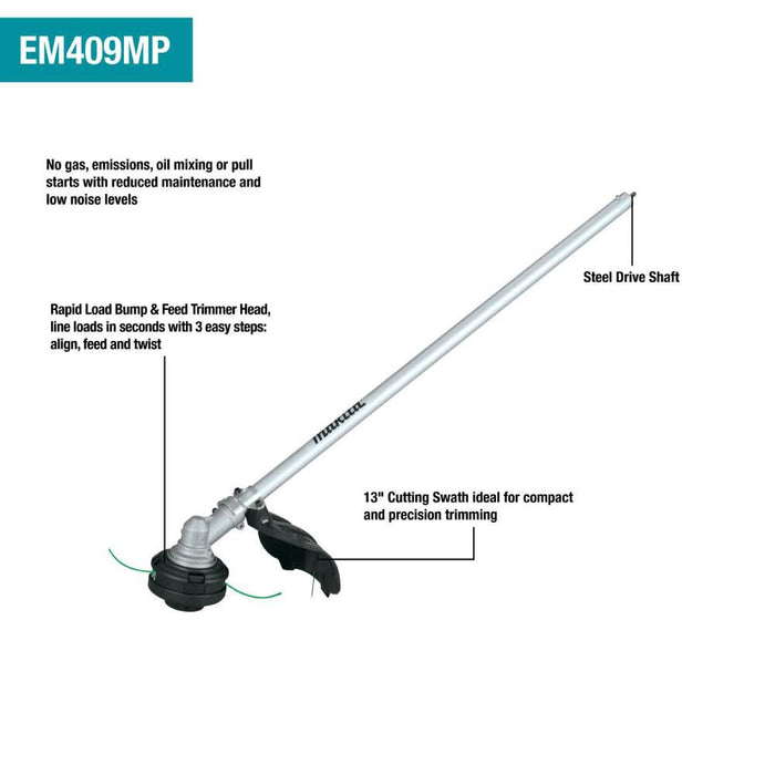 Makita (XUX02SM1X3) 18V LXT Lithium-Ion Brushless Cordless Couple Shaft Power Head Kit w/ 13" String Trimmer & Blower Attachments (4.0Ah)