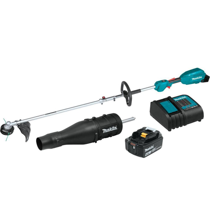 Makita (XUX02SM1X3) 18V LXT Lithium-Ion Brushless Cordless Couple Shaft Power Head Kit w/ 13" String Trimmer & Blower Attachments (4.0Ah)