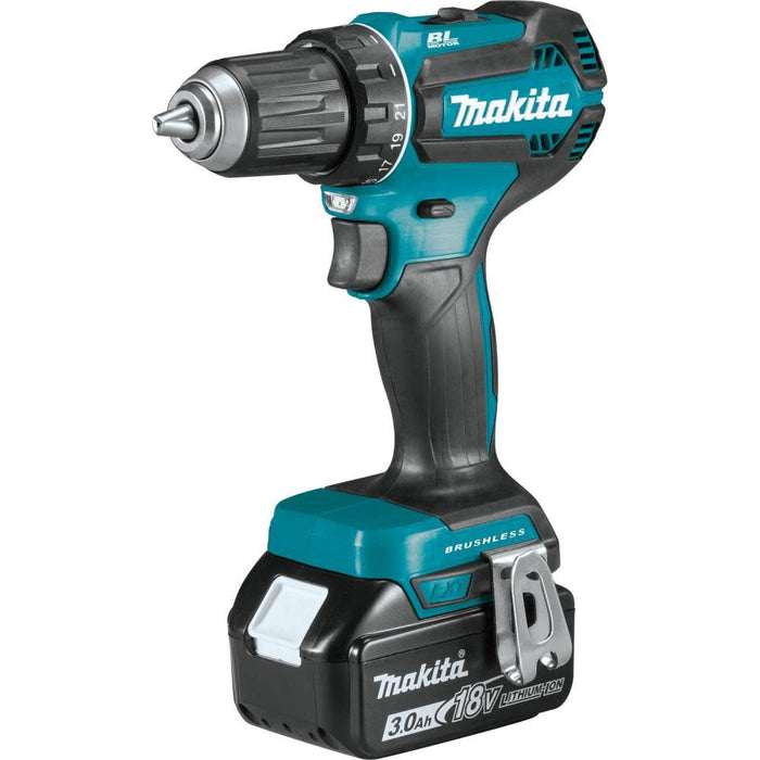 Makita 18V LXT (XFD131X2) Lithium-Ion Brushless Cordless 1/2 Inch Driver-Drill 3 Ah Kit with L.E.D Flashlight and 2 Batteries