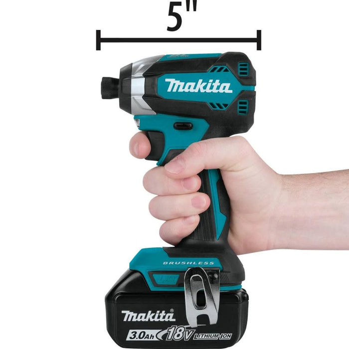 Makita 18V LXT (XDT131X2) Lithium-Ion Brushless Cordless Impact Driver 3 Ah Kit with L.E.D Flashlight and 2 Batteries