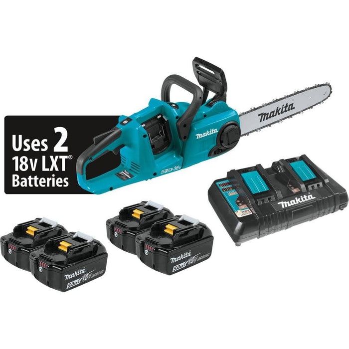 Makita 36V (18V X2) LXT Brushless 14" Chain Saw Kit with 4 Batteries