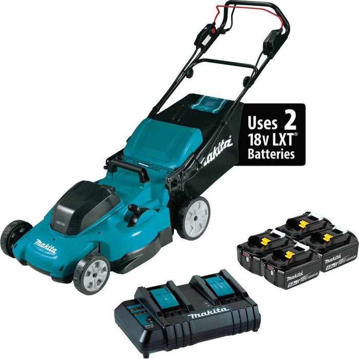 Makita 36V LXT (18V X2) 19 In. Lawn Mower Self-Propelled Kit with 4 Batteries (5.0Ah)