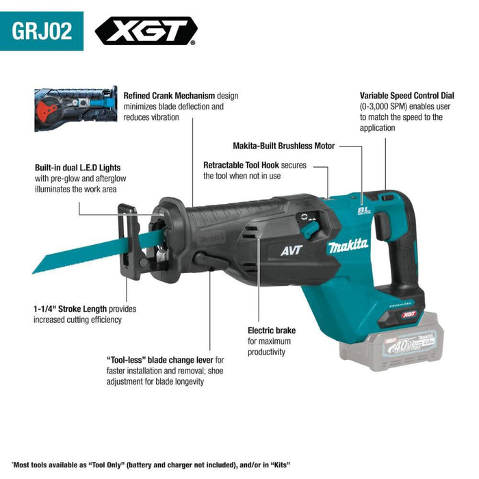 Makita GRJ02Z 40V Max XGT️ AVT Orbital Reciprocating Saw (Bare Tool)