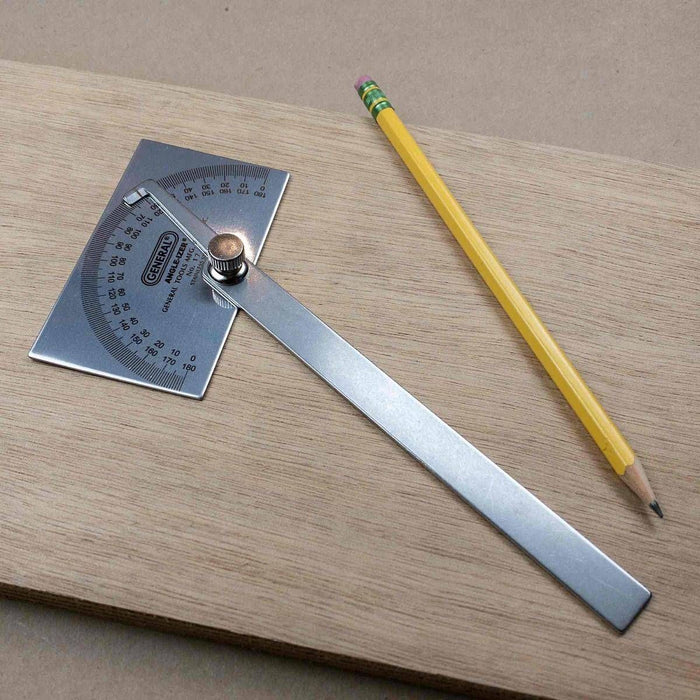 General Tools ANGLE-IZER Square Head Stainless Steel Angle Protractor, 0 to 180 Degrees, 6-Inch Arm