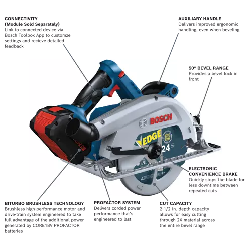 Bosch PROFACTOR 18V Connected-Ready 7-1/4 In. Circular Saw Kit with (1) CORE18V 8Ah High Power Battery