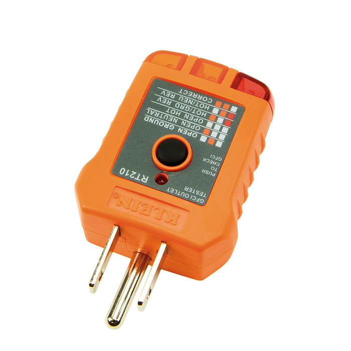 Klein Tools RT210 Outlet Tester, Receptacle Tester for GFCI / Standard North American AC Electrical Outlets, Detects Common Wiring Problems