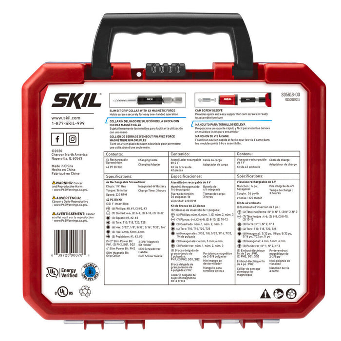 SKIL 4V Screwdriver Rechargeable with 42-Piece Bit Kit