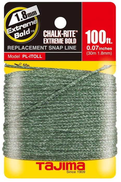 TAJIMA Chalk-Rite Snap Line 1.8 mm Extreme Bold Line Premium Braided Nylon/Polyester 100 Ft.