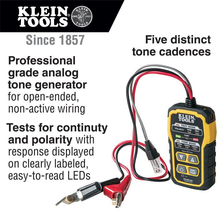 Klein Tools VDV500-820 Wire Tracer Tone Generator and Probe Kit Continuity Tester for Ethernet, Telephone, Speaker, Coax, Video, and Data Cables, RJ45, RJ11, RJ12