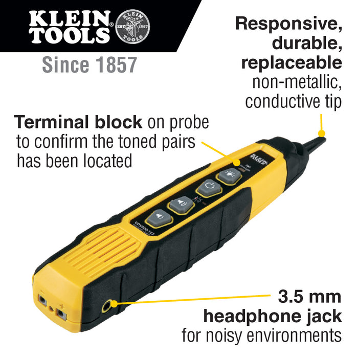 Klein Tools VDV500-820 Wire Tracer Tone Generator and Probe Kit Continuity Tester for Ethernet, Telephone, Speaker, Coax, Video, and Data Cables, RJ45, RJ11, RJ12