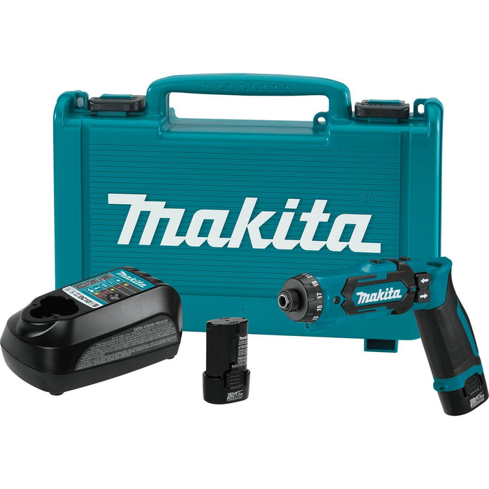 Makita 7.2V (DF012DSE) Lithium-Ion Cordless 1/4" Hex Driver-Drill Kit with Auto-Stop Clutch