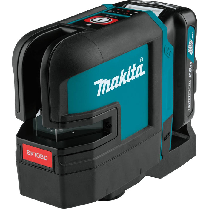 Makita 12V Max CXT Self-Leveling Cross-Line Red Laser Kit, bag, with one battery (2.0Ah)