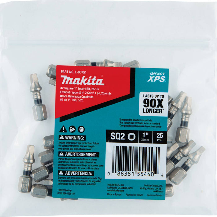 Makita Impact XPS #2 Square 1" Insert Bit (25-Pack)