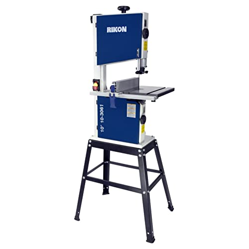 RIKON 10-3061S 10” Deluxe Bandsaw with Stand, 1/2 HP Motor, 2 Blade Speeds and Spring Loaded Tool-Less Guide System