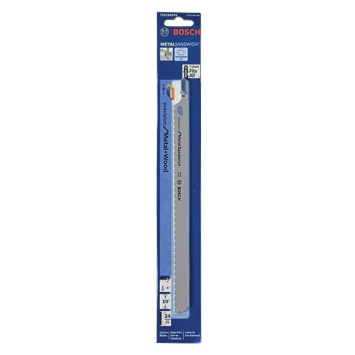 Bosch (T1018AFP1) 10 In. 24 TPI T-Shank Precision Jigsaw Blade Ideal for Cutting Wood and Metal Sandwich Materials